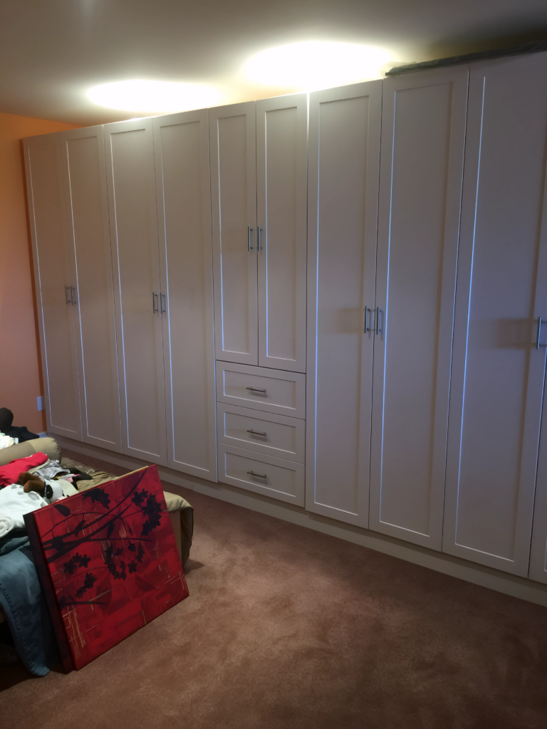 hallway linen cabinet with pull-out trays