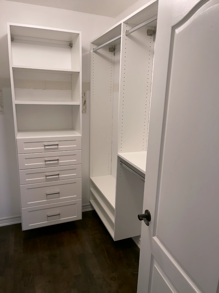 closet cabinet system for basement storage
