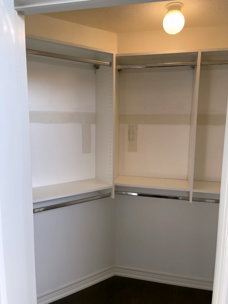 custom kids closet system with low drawers