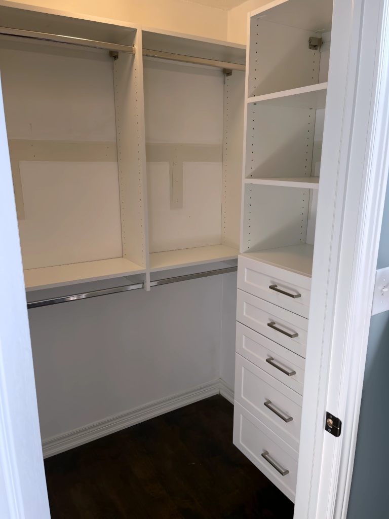 walk-through closet connecting bathroom and bedroom