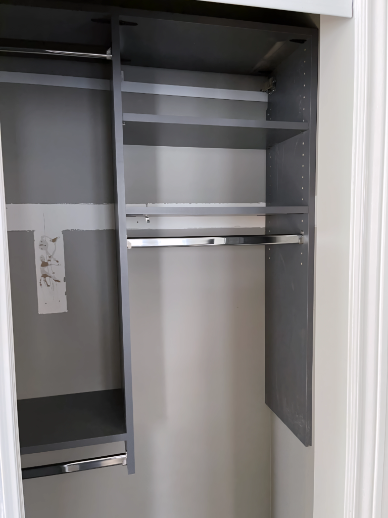 double-hanging closet project in master suite