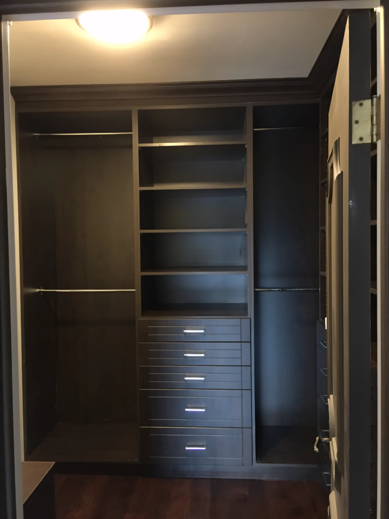 custom armoire-style closet built for small room