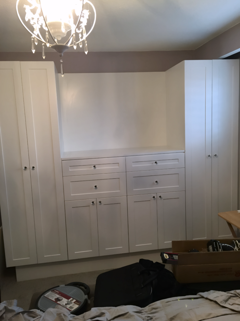 two-tone wardrobe project with LED lighting