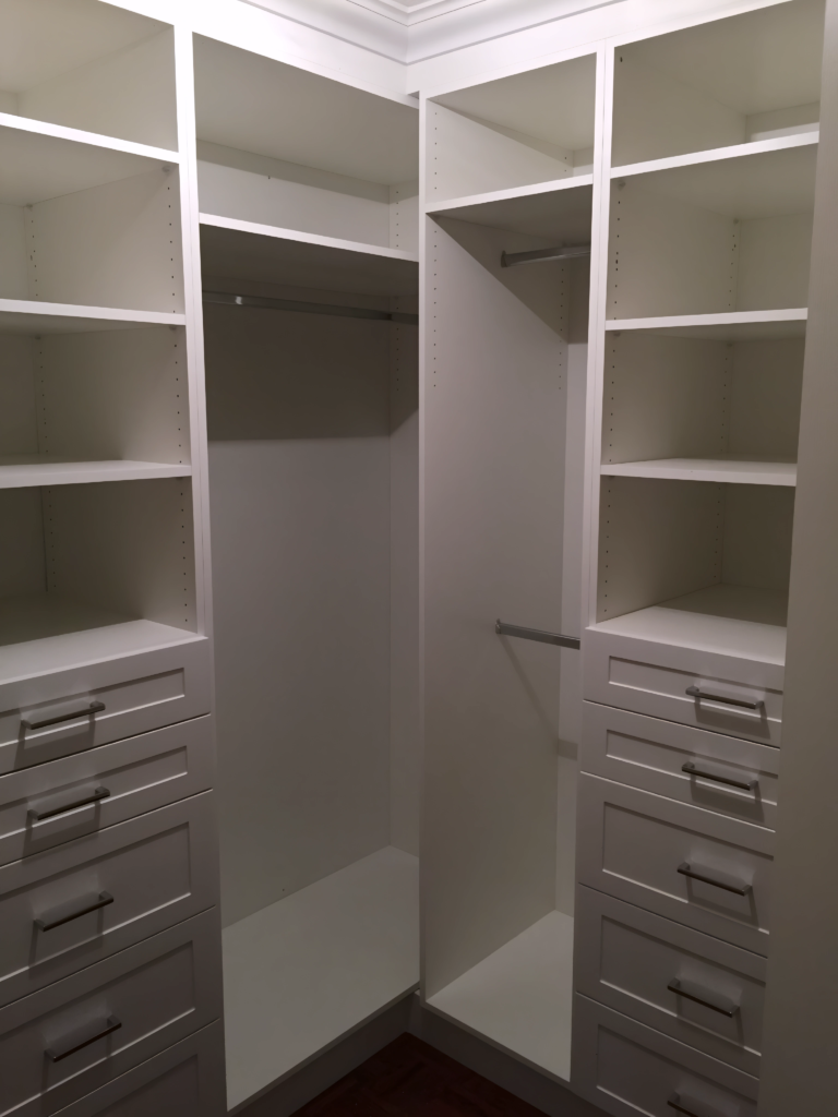 floor to ceiling closet unit with matte finish