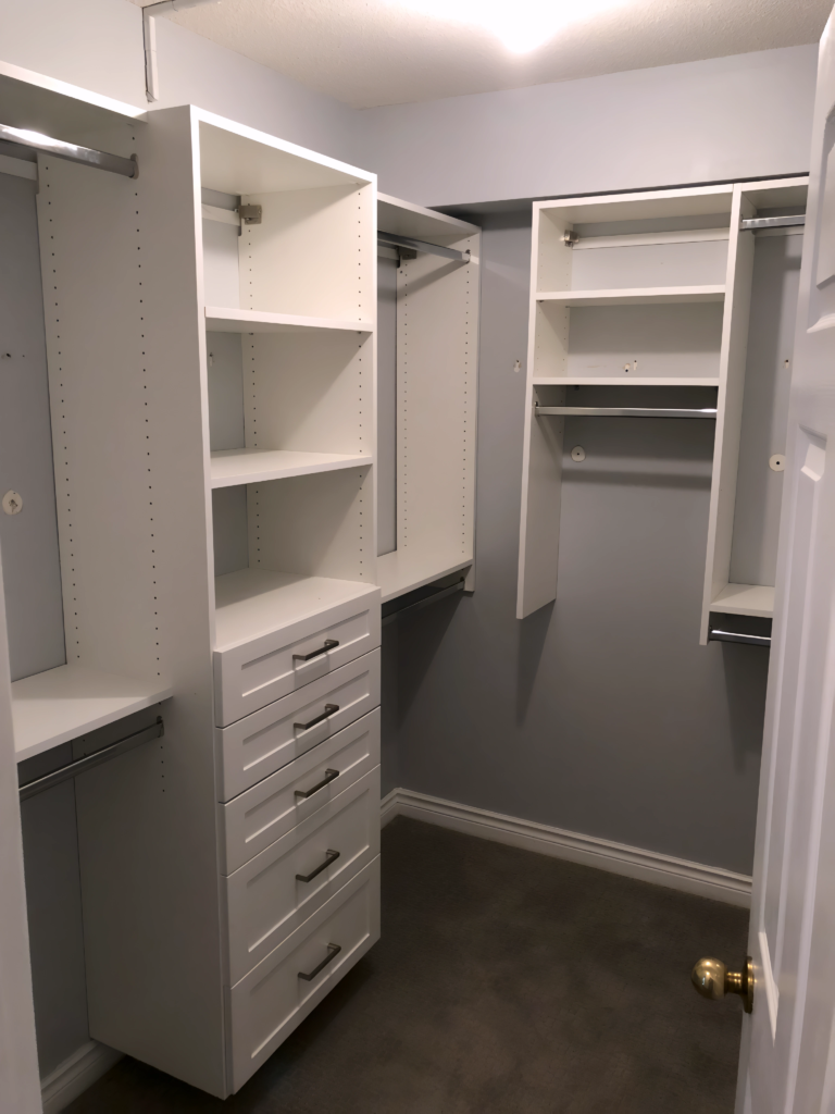 floating shelf closet design for modern homes