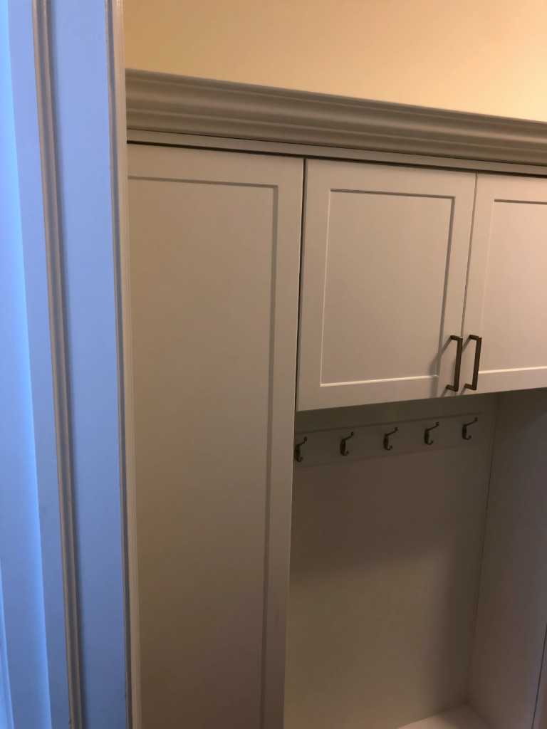 mudroom cabinet and shoe organizer system