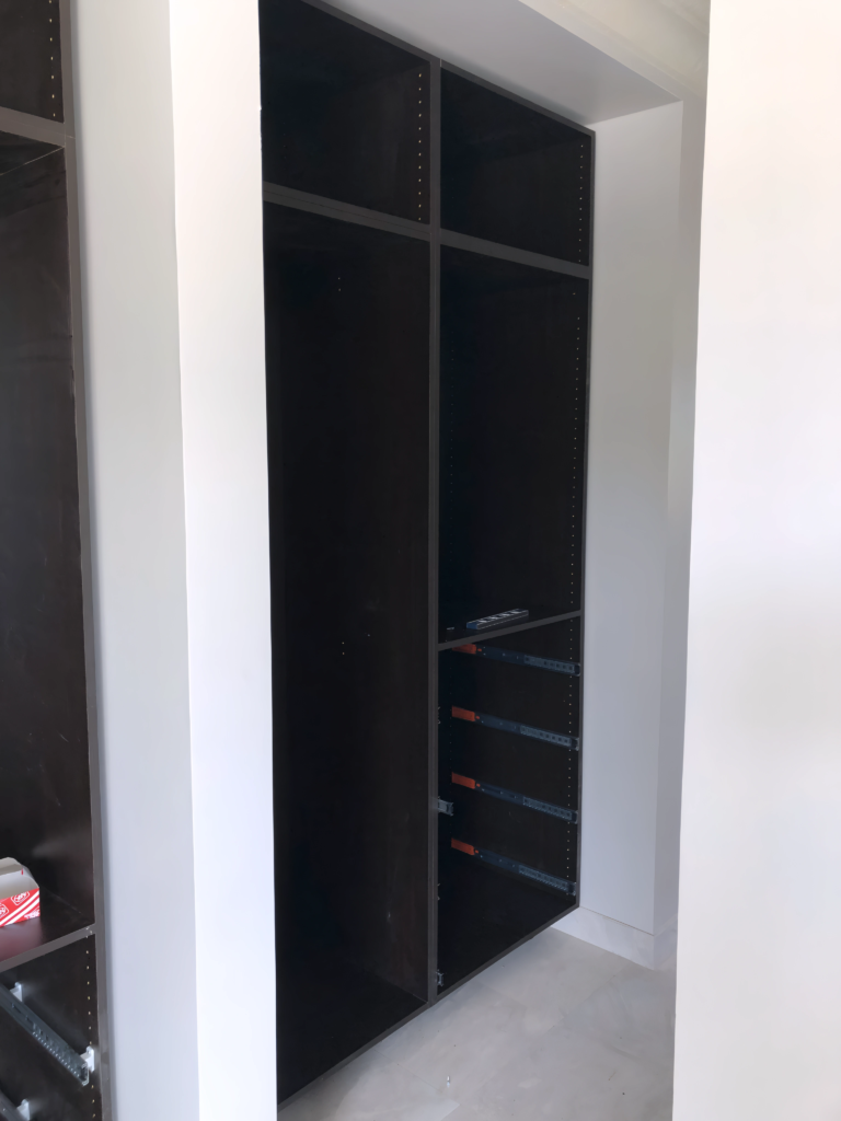 recessed closet installation with full-length mirror