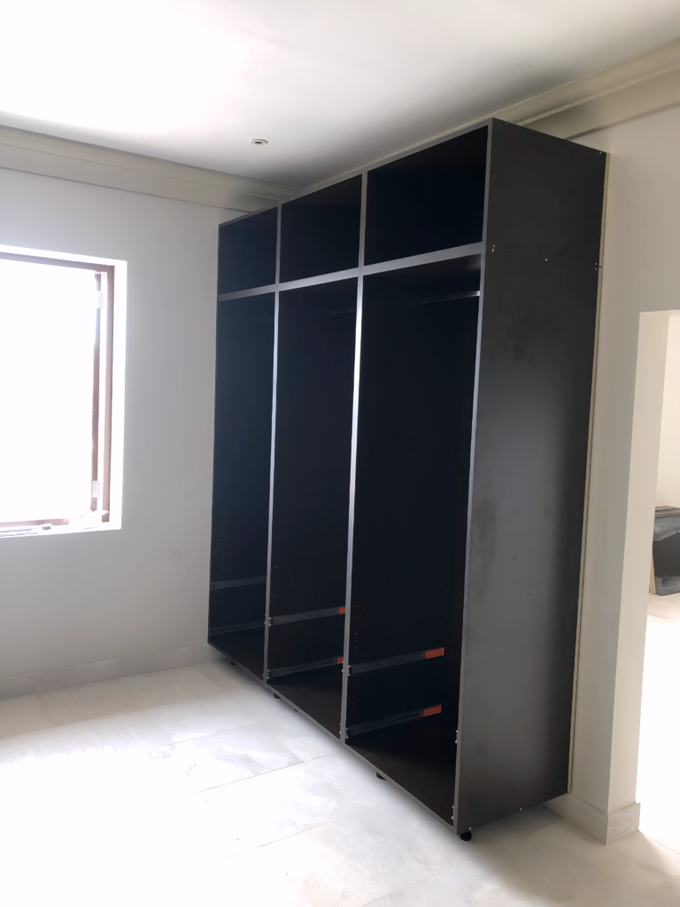 closet remodel with custom interior lighting