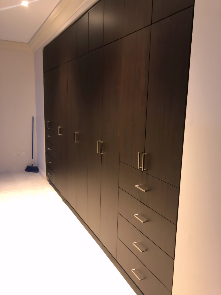 walk-in closet project with L-shaped layout